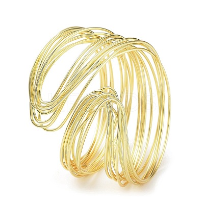 Rack Plating Brass Cuff Bangles for Women BJEW-D032-04G-1