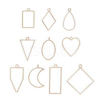 10Pcs Alloy Open Back Bezel Pendants PALLOY-YWC0002-02LG-1