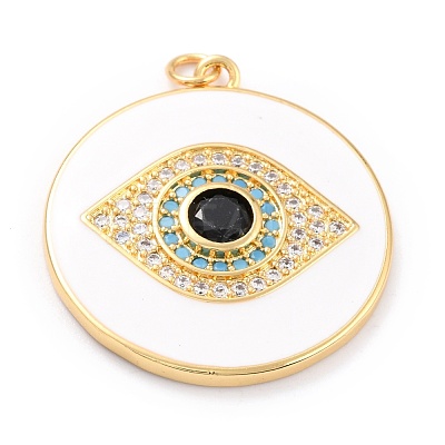 Real 18K Gold Plated Brass Micro Pave Cubic Zirconia Pendants ZIRC-L100-084G-05-1