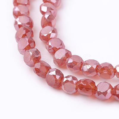 Faceted Flat Round AB Color Plated Frosted Crystal Glass Beads Strands EGLA-F014-B-1