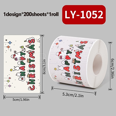 200Pcs Christmas Theme Paper Self-Adhesive Stickers DIY-M070-02I-1