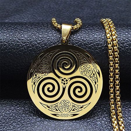 201 Stainless Steel Pendant Necklaces NJEW-K253-01G-1