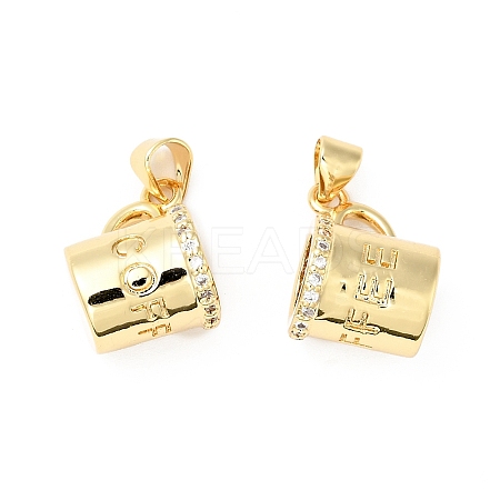 Rack Plating Brass Micro Pave Clear Cubic Zirconia Pendants X-ZIRC-I059-04G-1