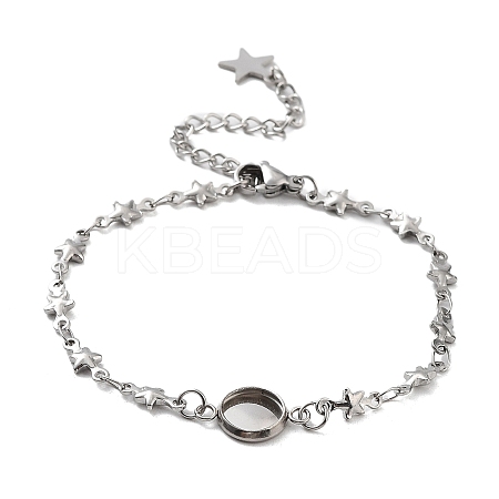 Tarnish Resistant 201 Stainless Steel Link Bracelet Settings Fit for Cabochons LS-MAK-K023-01D-P-1
