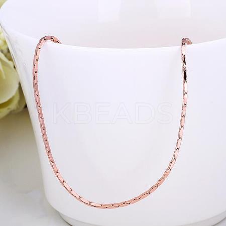 Rose Gold Plated Tin Alloy Snake Chain Fine Necklace Making NJEW-BB10173-18RG-1