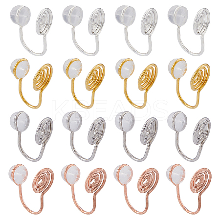 16Pcs 4 Colors Brass Vortex Clip-on Earring Findings FIND-FH0007-97-1