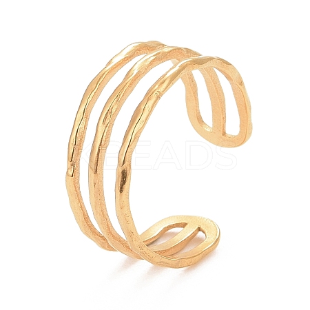 Ion Plating(IP) 304 Stainless Steel Triple Line Open Cuff Ring for Women LS-RJEW-C025-12G-1