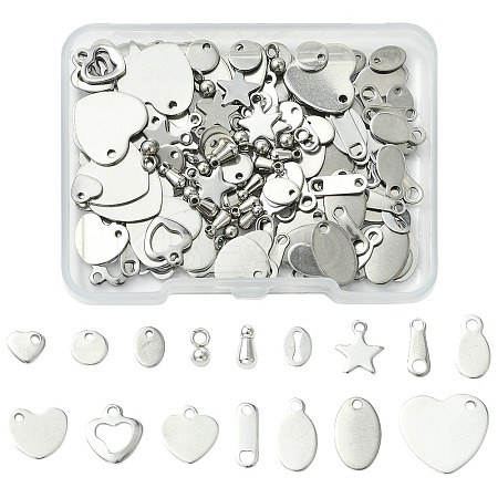 160Pcs 16 Styles 304 Stainless Steel Chain Tabs FIND-CJ0004-88-1