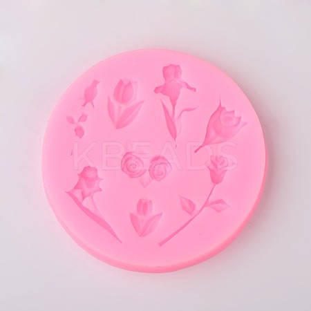 Rose Flower Design DIY Food Grade Silicone Molds LS-AJEW-L054-17-1