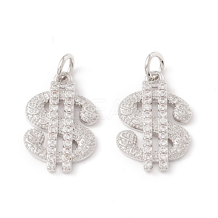 Brass Micro Pave Clear Cubic Zirconia Pendants ZIRC-P098-07P-1