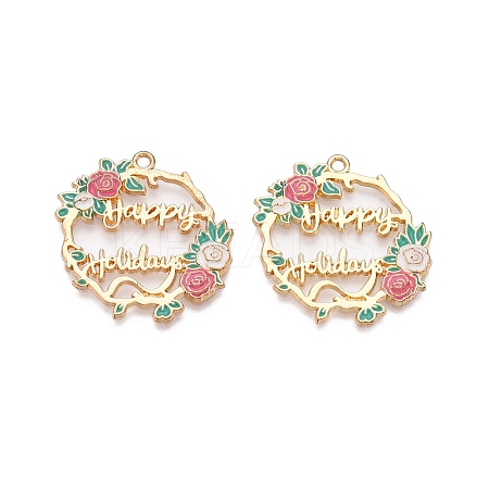 Rack Plating Alloy Enamel Pendants LS-ENAM-N056-369KCG-01-1