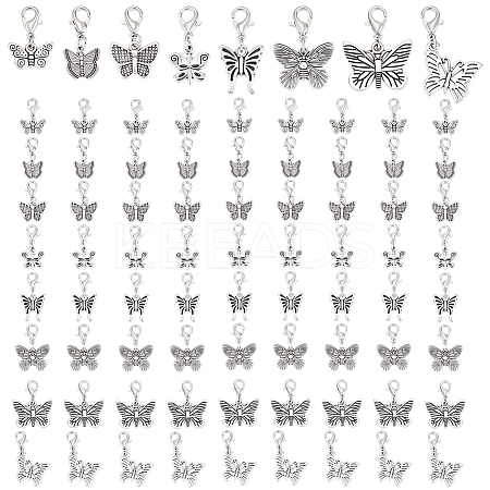 Butterfly Tibetan Style Alloy Pendant Decorations HJEW-HY00129-1