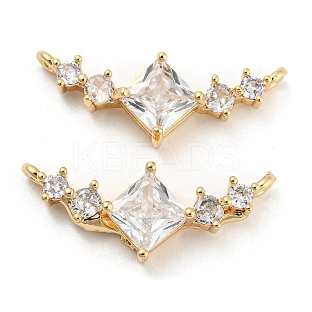 Brass Pave Clear Cubic Zirconia Pendants X-KK-Q789-09G-1
