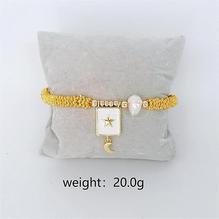 Bohemian Style Brass Rectangle Charm Bracelets FS-WG04134-01-1