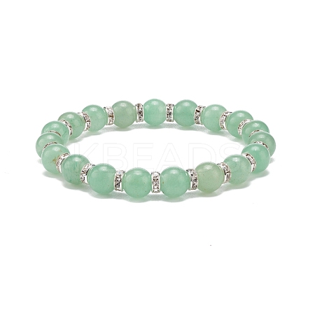 Natural Green Aventurine Beaded Stretch Bracelet BJEW-JB08483-02-1