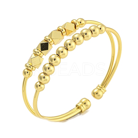 Rack Plating Brass Bangles Double Layer Cuff Bangles for Women BJEW-B106-08G-1