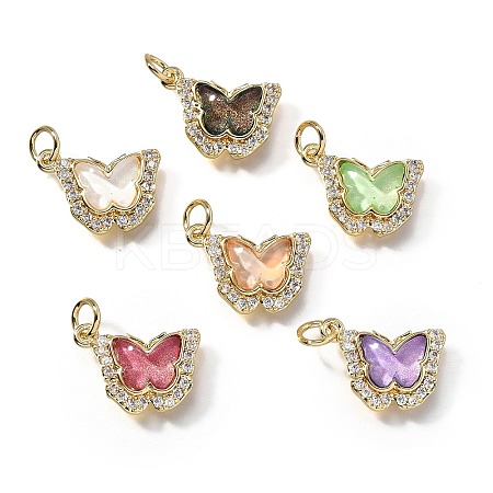 Brass Micro Pave Cubic Zirconia Pendants KK-Q043-03G-1