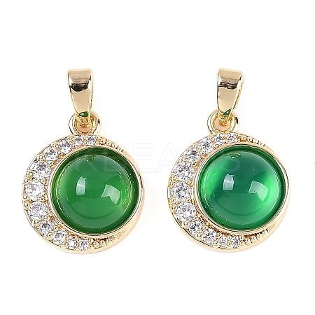 Natural Green Onyx Agate(Dyed & Heated) Pendants KK-U043-53G-02-1