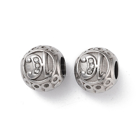 304 Stainless Steel Rhinestone European Beads STAS-A092-10H-P-1