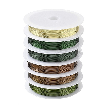 6 Rolls 6 Colors Round Copper Wire Set for Jewelry Making CWIR-NH0001-03A-0.4mm-1