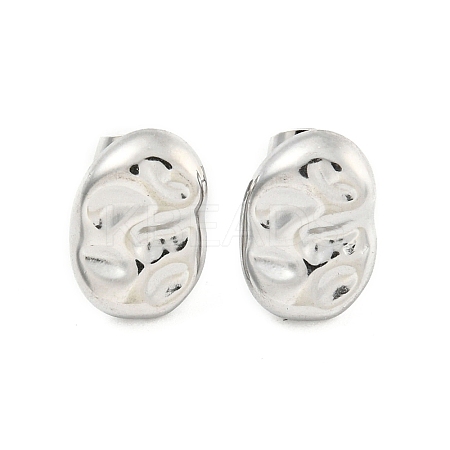Non-Tarnish Oval 304 Stainless Steel Ear Studs EJEW-L290-003P-1