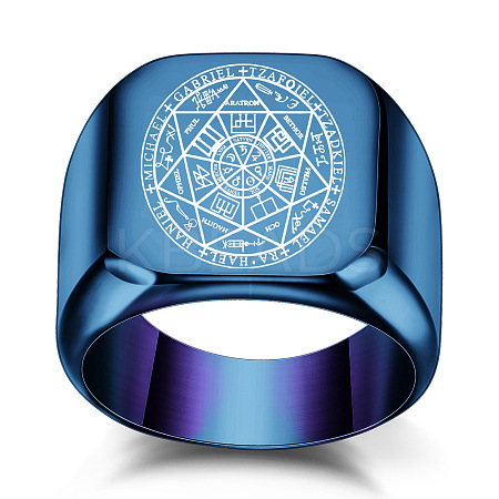 The Seven-Pointed Star Pattern 304 Stainless Steel Finger Rings FS-WGB7142-03-1