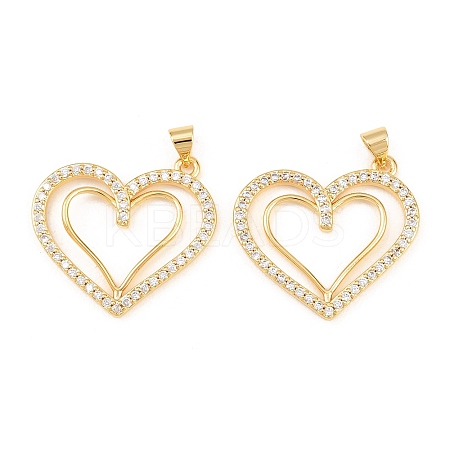 Brass Micro Pave Cubic Zirconia Pendants KK-C162-042G-1