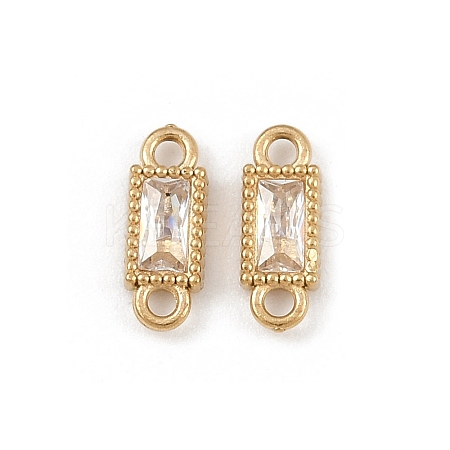 304 Stainless Steel Pave Clear Cubic Zirconia Rectangle Links Connector Charms STAS-F322-13G-1