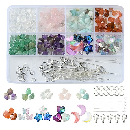 Natural & Synthetic Mixed Stone with Glass Charms FIND-FS0002-17-1