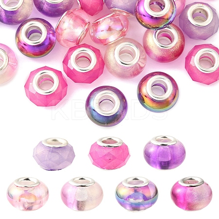 44Pcs 7 Styles UV Plating Resin European Beads RESI-FS0002-03-1