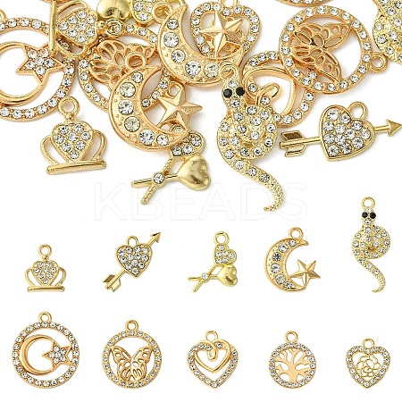 10 Styles Alloy Crystal Rhinestone Pendants FIND-YW0005-21-1