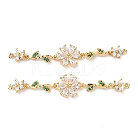Brass Pave Cubic Zirconia Connector Charms KK-Z139-02G-02-1