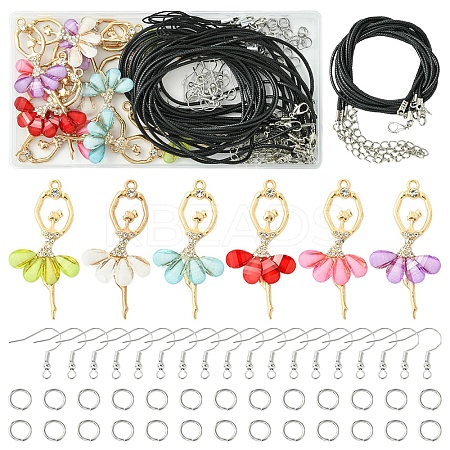 DIY Ballet Girl Alloy Pendant Earring/Necklace Making Kits DIY-YW0012-23-1