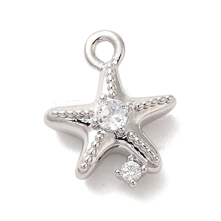 Marine Animal Theme Platinum  Brass Micro Pave Clear Cubic Zirconia Pendants KK-U031-01P-06-1