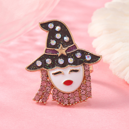 Unique Witch Alloy Rhinestone Cuff Rings HF0793-5-1