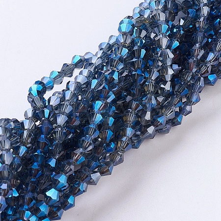 Electroplate Glass Beads Strands EGLA-J026-3mm-F09-1