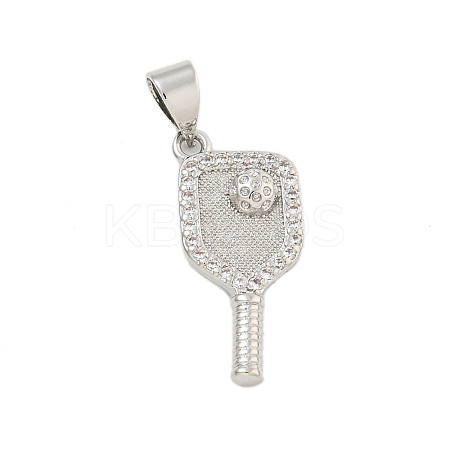 Rack Plating Brass Micro Pave Clear Cubic Zirconia Pendants KK-U021-08P-1