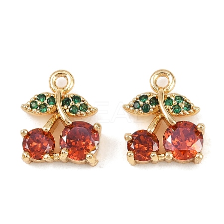 Brass Micro Pave Cubic Zirconia Charms KK-F906-09G-1