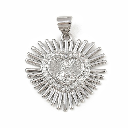 Brass Micro Pave Cubic Zirconia Pendants KK-P323-11F-P02-1