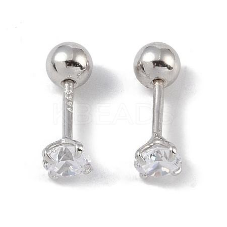 Anti-Tarnish Rhodium Plated 999 Fine Silver Cubic Zirconia Cartilage Earrings for Women LS-EJEW-S215-28P-1