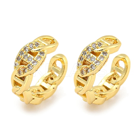Brass Micro Pave Cubic Zirconia Cuff Earrings EJEW-C104-084G-1