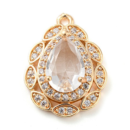Golden Brass Micro Pave Cubic Zirconia Pendants LS-KK-K350-03G-02-1