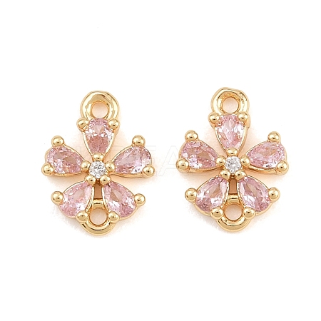 Brass Pave Pink Cubic Zirconia Connector Charms CU-CBAA6E8-01G-1