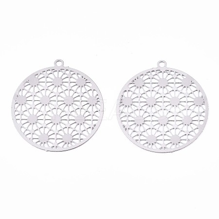 Non-Tarnish 201 Stainless Steel Filigree Pendants LS-X-STAS-R102-09P-1