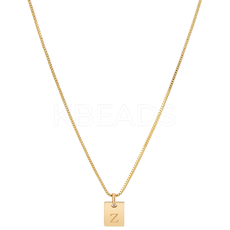 1Pc Stainless Steel Letter Rectangle Pendant Necklaces NJEW-LP0001-34Z-G-1