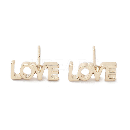 Word LOVE Alloy Studs Earrings for Women EJEW-H309-13KCG-1