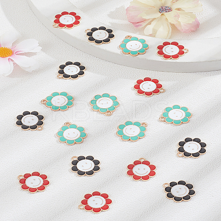 18Pcs 3 Colors Alloy Enamel Pendants ENAM-LP0002-18-1