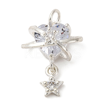 Brass Cubic Zirconium Pendants KK-D378-10S-1