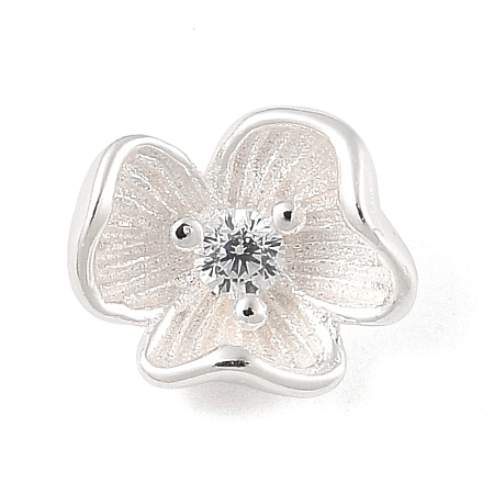 925 Sterling Silver Micro Pave Clear Cubic Zirconia Flower Charms STER-R013-09S-1