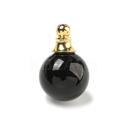 Natural Obsidian Perfume Bottle Pendants G-K338-22G-01-1
